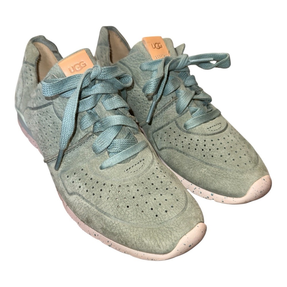 UGG Tye Sneakers Women's 7.5 Nubuck Leather Aloe Vera Sage Comfort Office Shoes